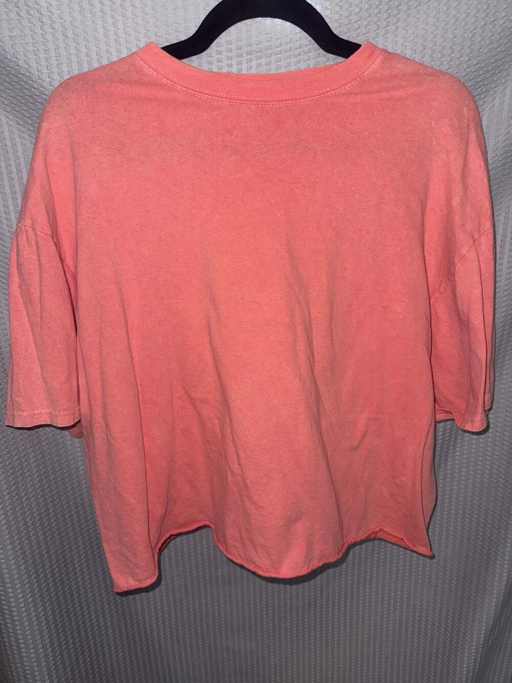 ANTISTAR XL Oversized Cropped Raw Hem Cotton T-Shirt in Coral
